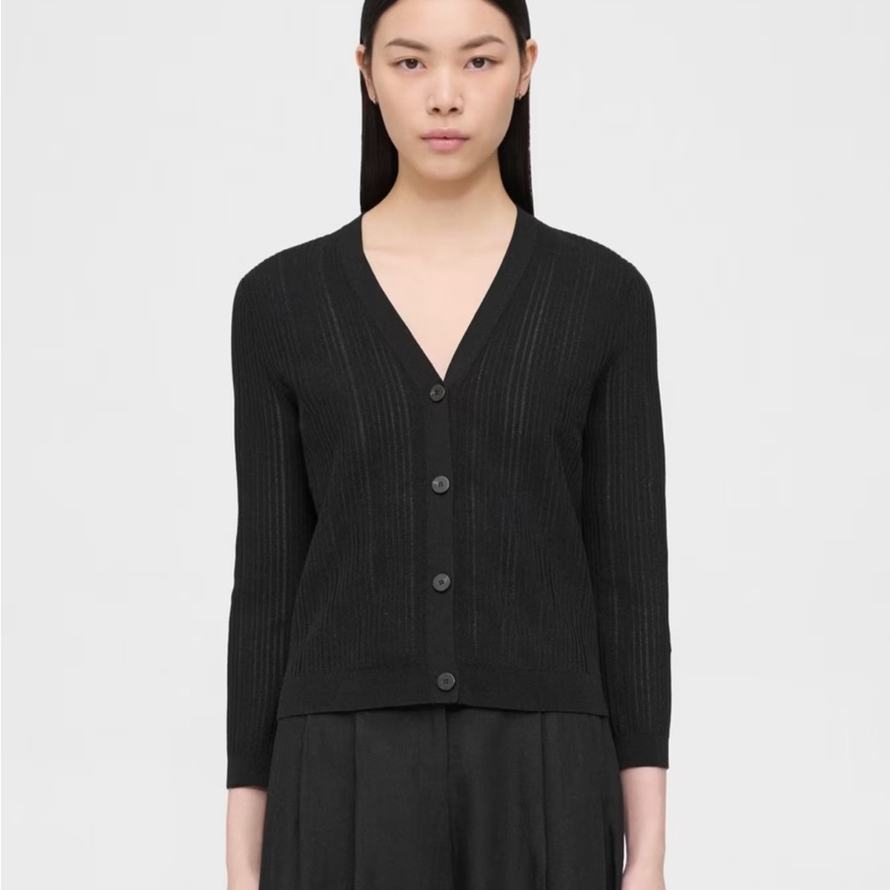 Theory Fitted Black Cardigan